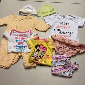 6 piece + Bundle Baby Girl 0-3M Assorted Clothing short Sleeve Onesies Hats pant